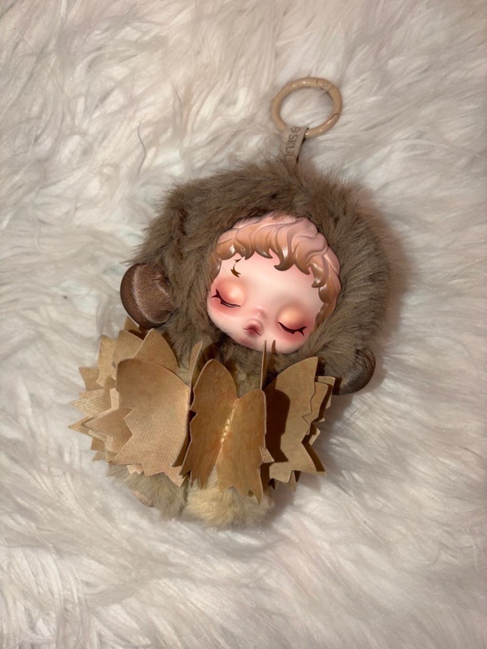 Skull panda teakwood keychain